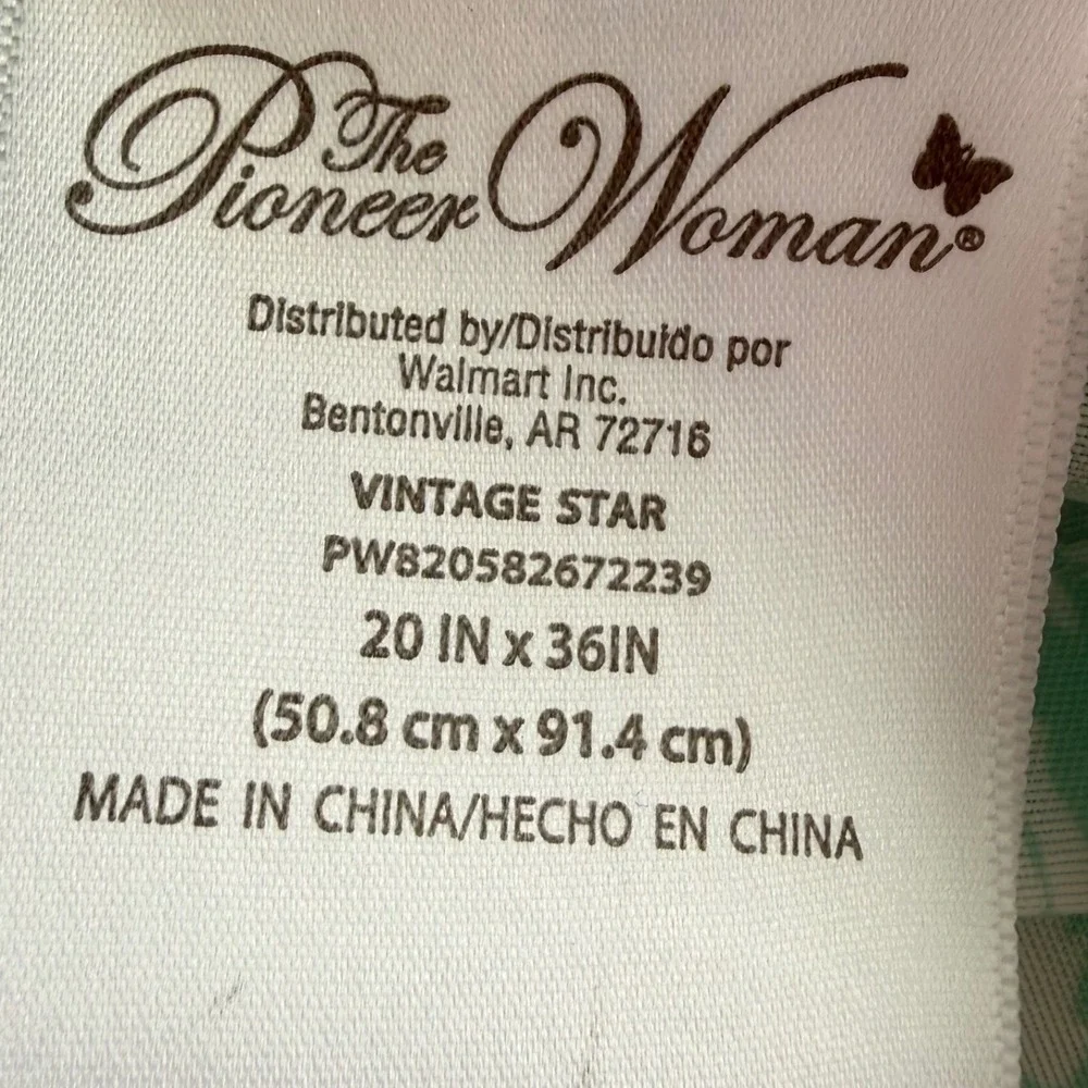 Pioneer‎ Woman Vintage Star Set of 2 King Size Bed Shams Aqua Blue Quilt Pattern